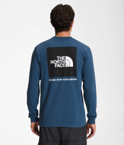 أزرق مظلل/أسود TNF رجال The North Face تي شيرت طويل الأكمام NSE J688D1207