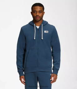 أزرق مظلل رجال The North Face هودي برقعة التراث بسحاب كامل J688D706