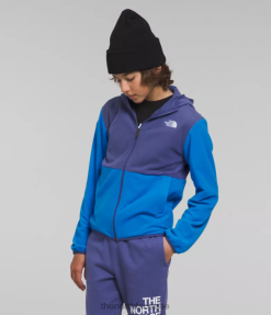 الأزرق البصري أطفال The North Face سترة بغطاء للرأس بسحاب كامل من الجليد J688D521