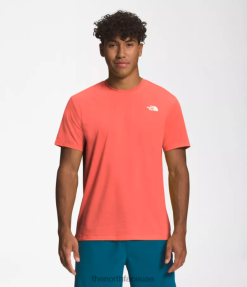 البرتقالي الرجعية رجال The North Face يهيمون على وجوههم قصيرة الأكمام J688D1261