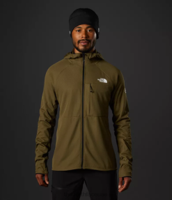 الزيتون العسكري رجال The North Face سترة بغطاء رأس بسحاب كامل من سلسلة Summit Futurefleece J688D404