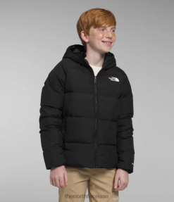 تنف الأسود أطفال The North Face سترة بغطاء رأس ذات وجهين من الشمال إلى الأسفل J688D818