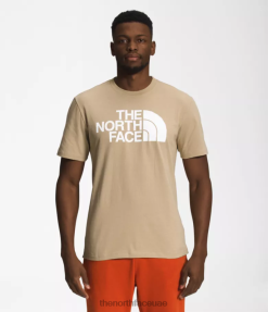 حجر كاكي/أبيض TNF رجال The North Face تي شيرت نصف قبة بأكمام قصيرة J688D1306