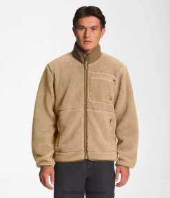 حجر كاكي/بني عملي رجال The North Face سترة بسحاب كامل من الوبر J688D548