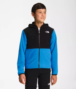 سوبر سونيك الأزرق أطفال The North Face سترة بغطاء للرأس بسحاب كامل من الجليد J688D522