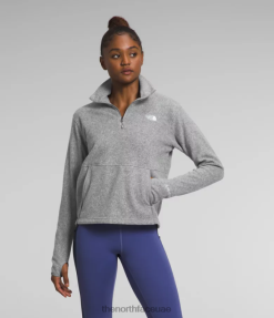 TNF هيذر رمادي متوسط نحيف The North Face جبال الألب Polartec 100 -Zip القلنسوة J688D160