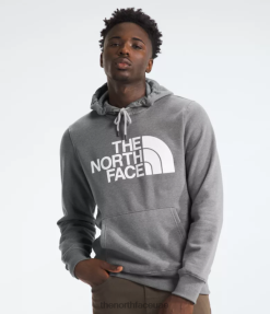 TNF هيذر رمادي متوسط/TNF أبيض رجال The North Face سترة بغطاء للرأس نصف قبة J688D104
